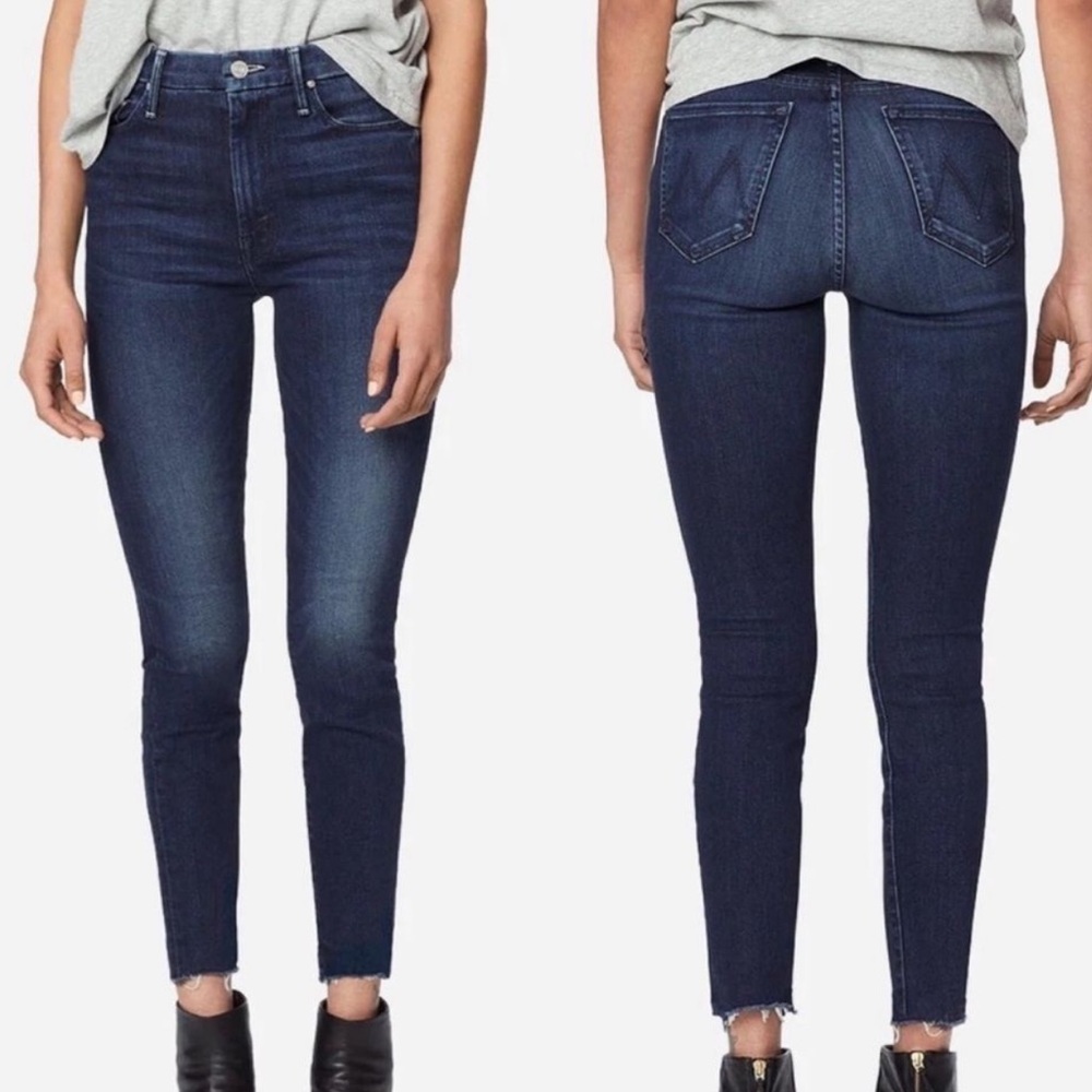 Mother High Waist Looker Ankle Fray Jeans Tongue and Cheek Size 29